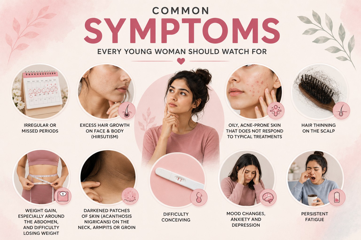 PCOS symptoms collage
